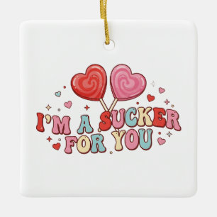 Ich bin ein Narr für dich Lustiger Retro Valenti Keramikornament