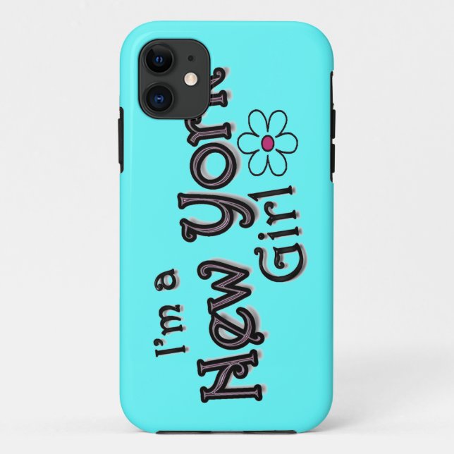 Ich bin ein New- Yorkmädchen, Blume, blaue iPhone Case-Mate iPhone Hülle (Rückseite)