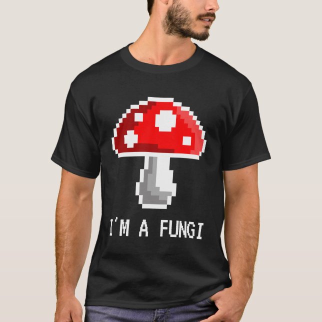 Ich bin ein Pilz-Pixel-Pilz-T - Shirt (dunkel) (Vorderseite)