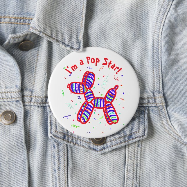 Ich bin ein Pop-Star-Ballon-Hund-Knopf Button (Beispiel)