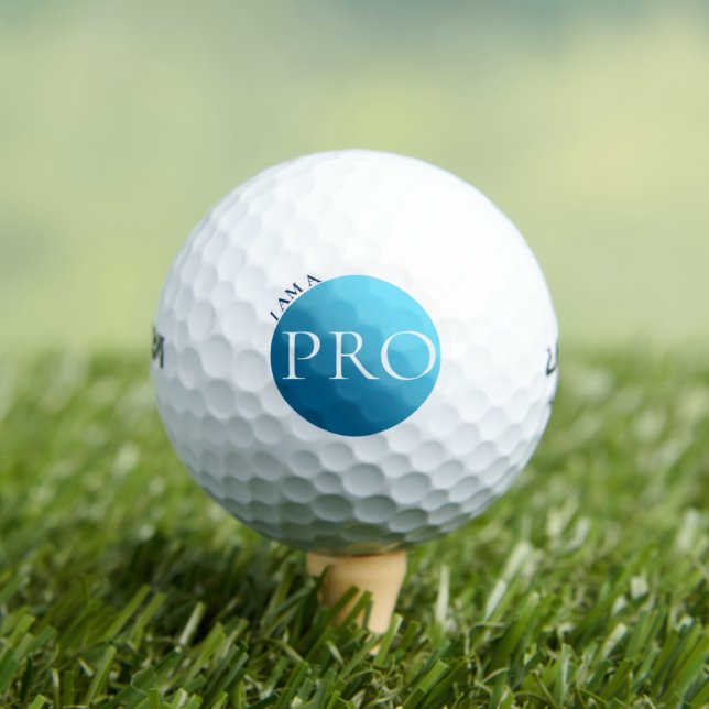 ICH BIN EIN PROFI - Benutzerdefinierter blauer Gol Golfball (Insitu T-Shirt)