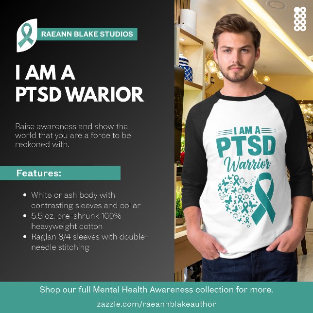 Ich bin ein PTSD-Krieger 3/4-Ärmel T-Shirt (Von Creator hochgeladen)