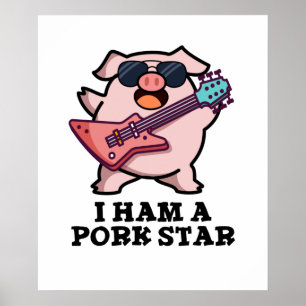 Ich bin ein Schweinestern Funny Rock Star Pig Puff Poster
