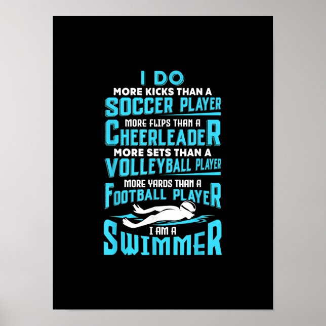 Ich bin ein Schwimmer Funny Swimming Pool schwimme Poster (Vorne)