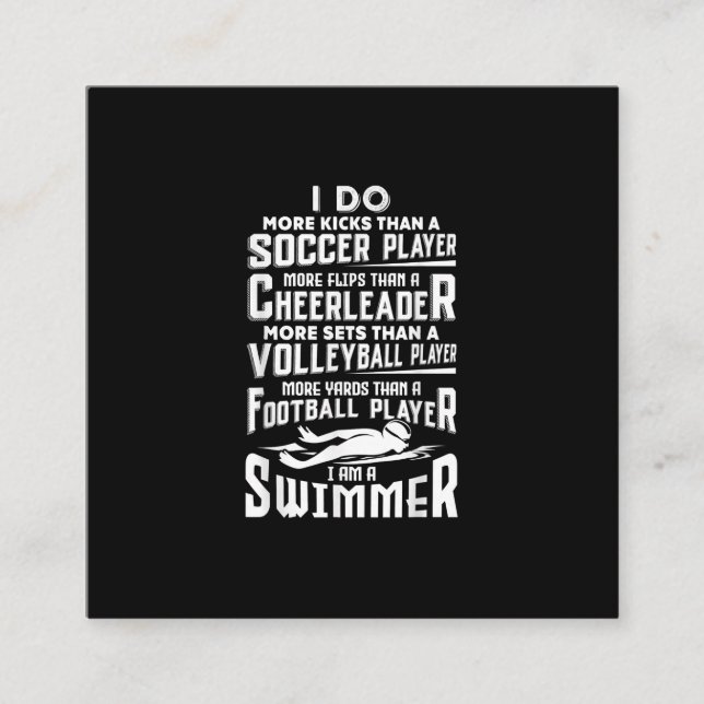 Ich bin ein Schwimmer Funny Swimming Pool Schwimme Quadratische Visitenkarte (Vorderseite)