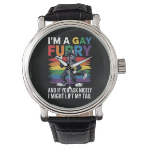 Ich bin ein schwuler Furry-Regenbogen-Fuchs-Wolf-P Armbanduhr