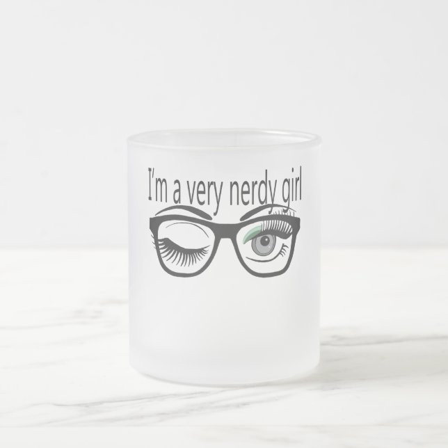 Ich bin ein sehr Nerdy Girl mit grünem Augschatten Mattglastasse (Mittel)