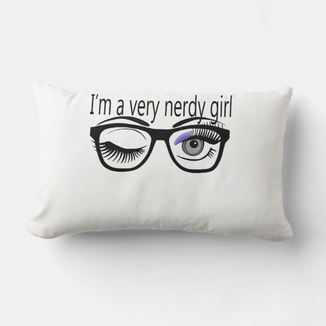 Ich bin ein sehr Nerdy Girl mit Periwinkle Eye Sha Lendenkissen (Vorderseite)