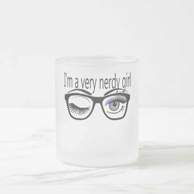 Ich bin ein sehr Nerdy Girl mit Periwinkle Eye Sha Mattglastasse (Mittel)