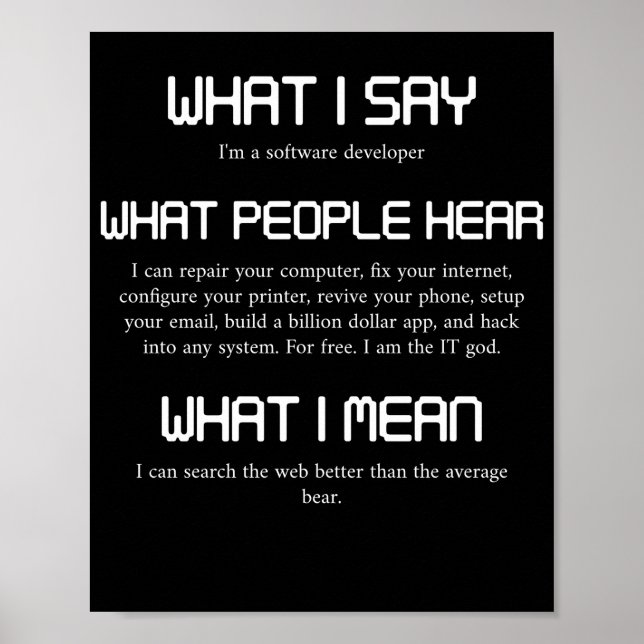 Ich bin ein Software-Entwickler-Funny Programmiere Poster (Vorne)