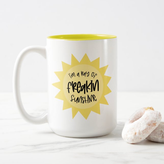 Ich bin ein Sonnenstrahl von Freakin lustig Zweifarbige Tasse (Mit Donut)