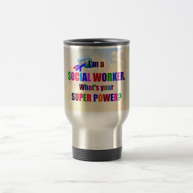 "Ich bin ein Sozialarbeiter" beliebtes Design, Reisebecher (Mittel)