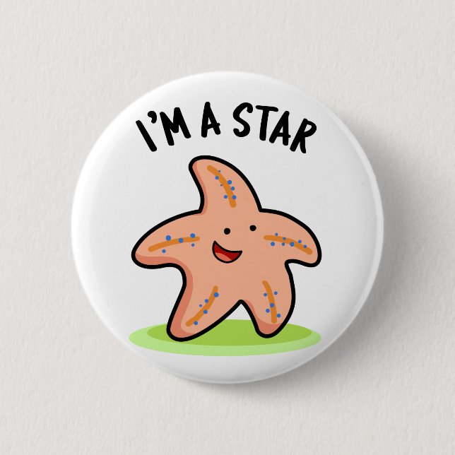 Ich bin ein Star Funny Starfish Pun Button (Vorderseite)