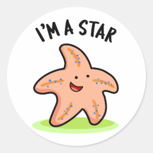 Ich bin ein Star Funny Starfish Pun Runder Aufkleber