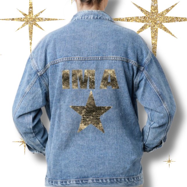 Ich bin ein Star Gold Buchstaben Blue Jeansjacke (Von Creator hochgeladen)