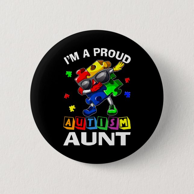 Ich bin ein stolzer Autismus Tante Autismus Bewuss Button (Vorderseite)
