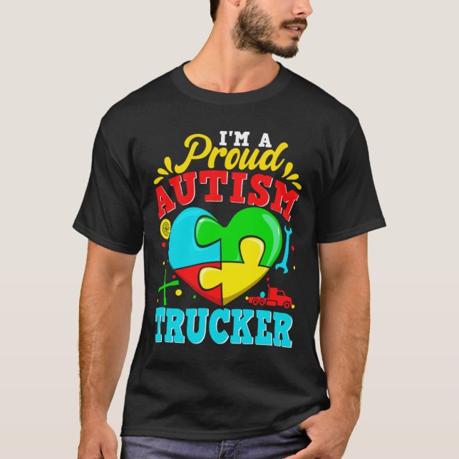 Ich bin ein stolzer Autismus Trucker Puzzle Heart  T-Shirt (Vorderseite)