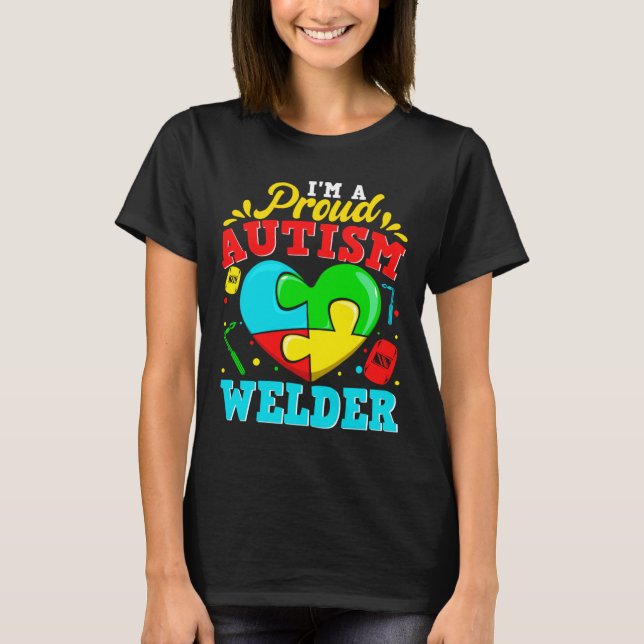 Ich bin ein stolzer Autismus Welder Puzzle Herz Au T-Shirt (Vorderseite)