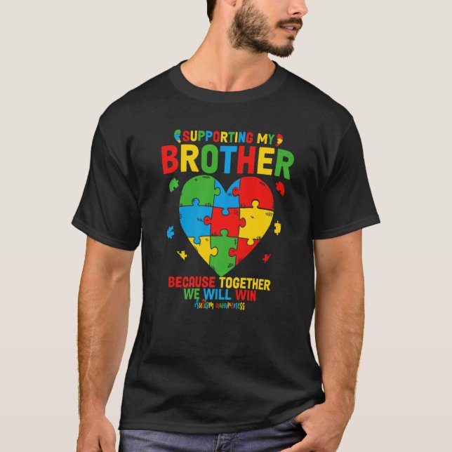 Ich bin ein stolzer großer Bruder Autismus Bewusst T-Shirt (Vorderseite)