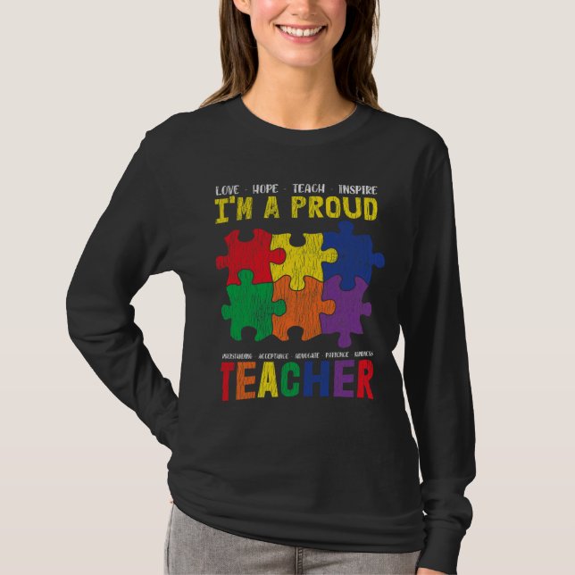 Ich bin ein stolzer Lehrer Autistischer Kinder Aut T-Shirt (Vorderseite)