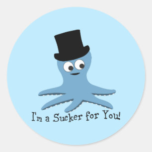 Ich bin ein Sucker für dich! Blauer Kraken Runder Aufkleber