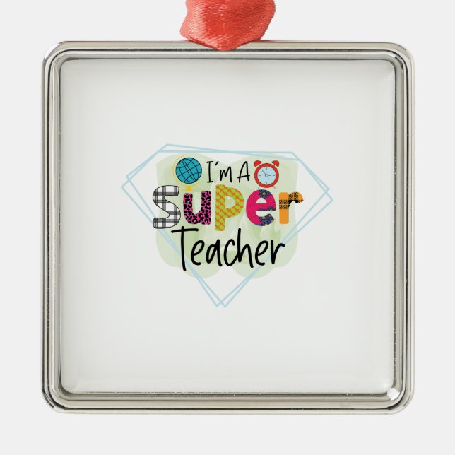 Ich bin ein Super-Lehrer Ornament Aus Metall (Vorne)