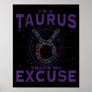 Ich bin ein Taurus Zodiac Sign Graphic Art Bull Ho Poster