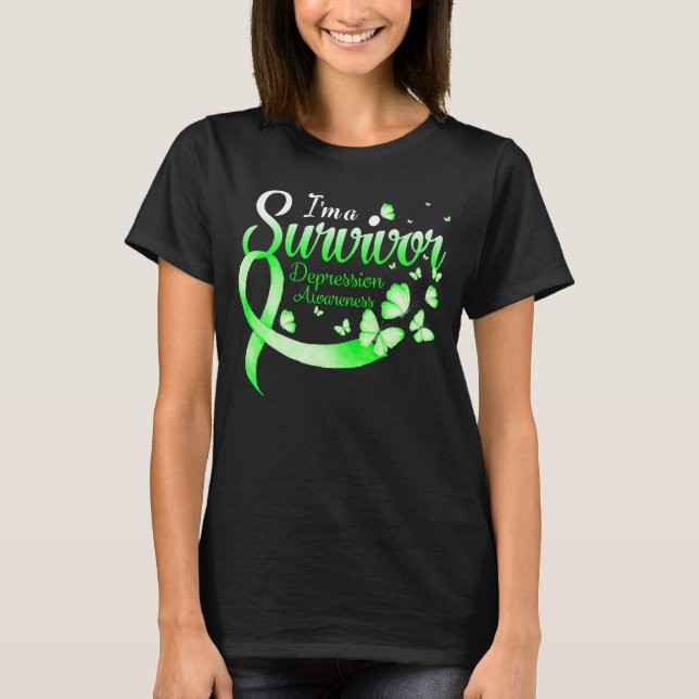 Ich bin ein Überlebender Depression Awareness Butt T-Shirt (Vorderseite)