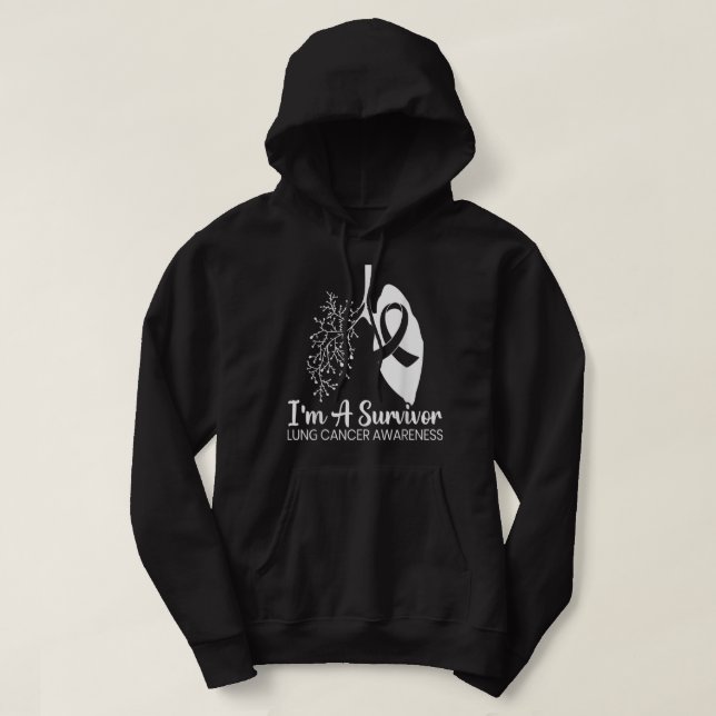 Ich bin ein Überlebender des Lungenkrebs Monat Wei Hoodie (Design vorne)
