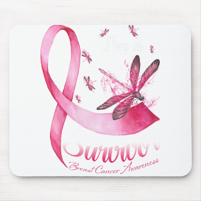 Ich bin ein Überlebender des Rosa-Ribbon-Brustkreb Mousepad (Vorne)