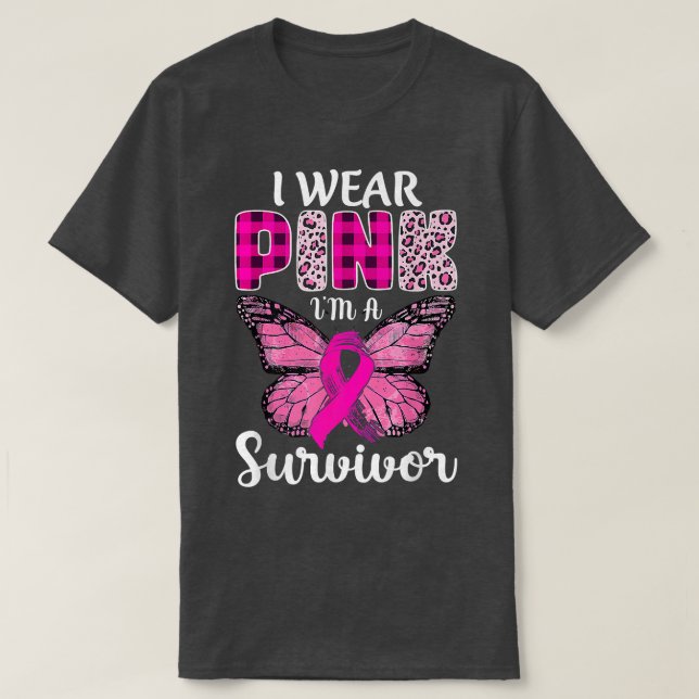 Ich bin ein Überlebender des rosa Ribbon Brustkreb T-Shirt (Design vorne)