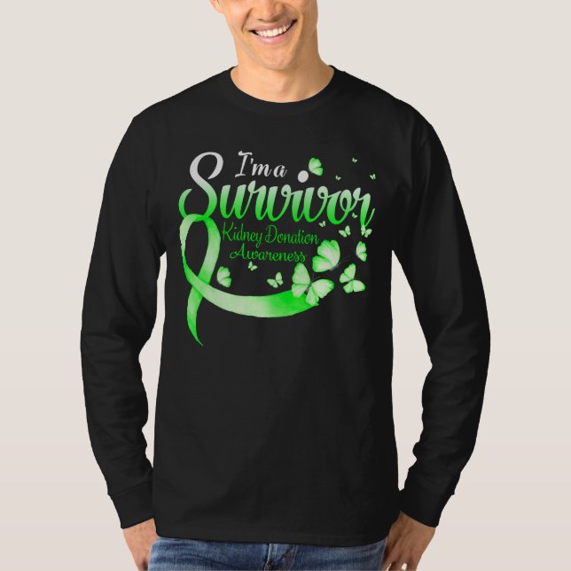 Ich bin ein Überlebender des Spendenschmetterlings T-Shirt (Vorderseite)