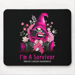 Ich bin ein Überlebender Gnom Rosa Band Brustkrebs Mousepad