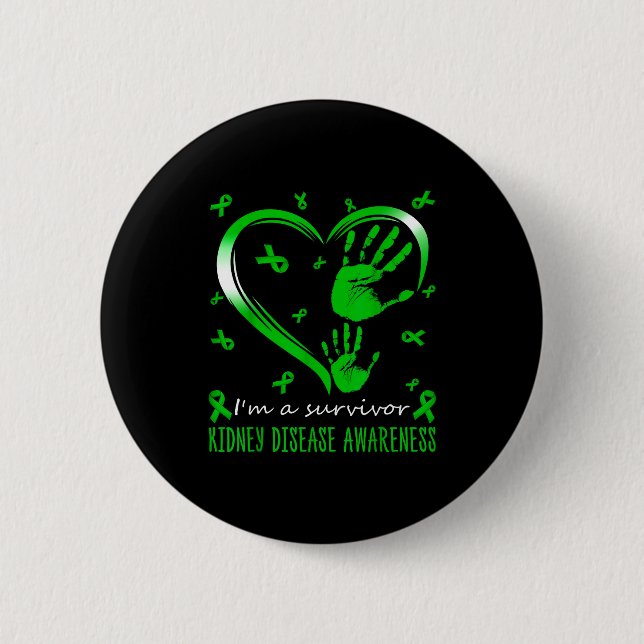 Ich bin ein Überlebender Herz grüne Schleife mit H Button (Vorderseite)