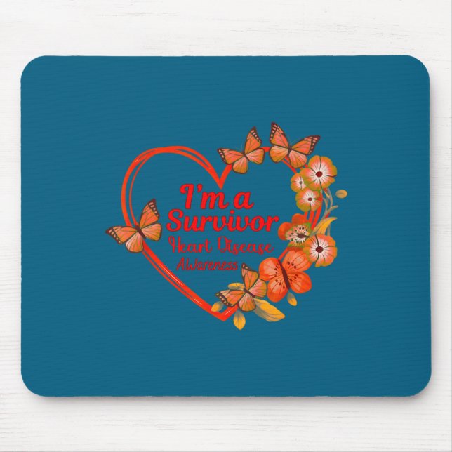 Ich bin ein Überlebender Herzkrankheit-Bewusstsein Mousepad (Vorne)