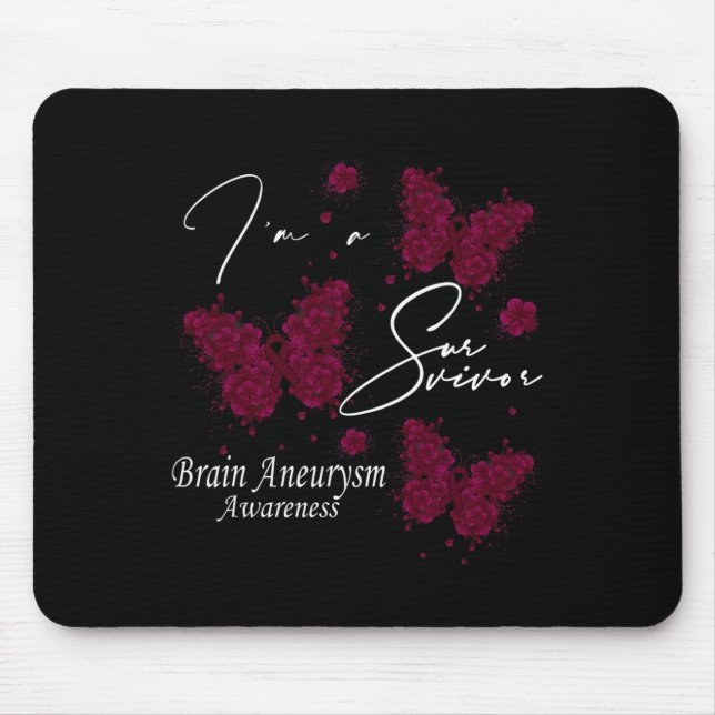 Ich bin ein Überlebender Hirnaneurysma-Bewusstsein Mousepad (Vorne)