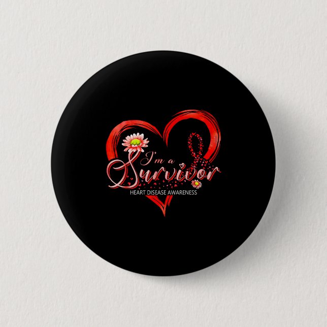 Ich bin ein Überlebender Monat der Herzkrankheiten Button (Vorderseite)