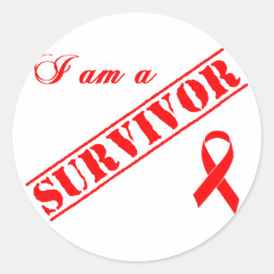 Ich bin ein Überlebender - Red Ribbon Runder Aufkleber