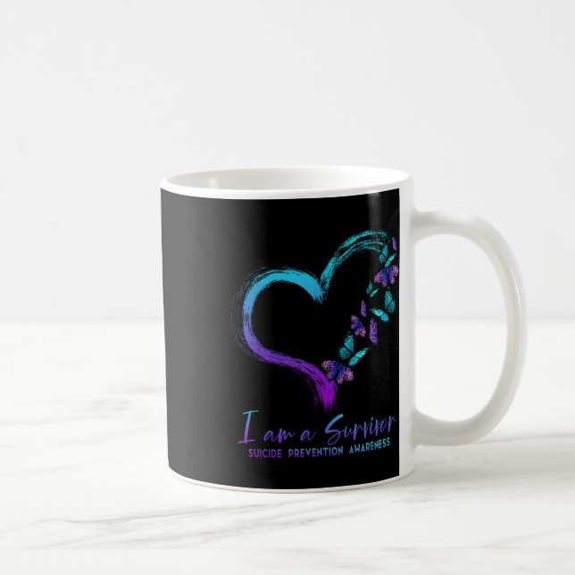 Ich bin ein Überlebender Selbstmordpräventionsbewu Kaffeetasse (Rechts)