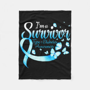 Ich bin ein Überlebender Typ 1 Diabetes Awareness Fleecedecke
