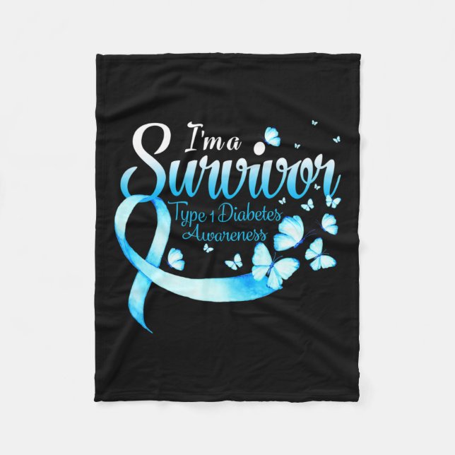 Ich bin ein Überlebender Typ 1 Diabetes Awareness  Fleecedecke (Vorderseite)