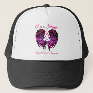 Ich bin ein Überlebender Wings Breast Cancer Aware Truckerkappe