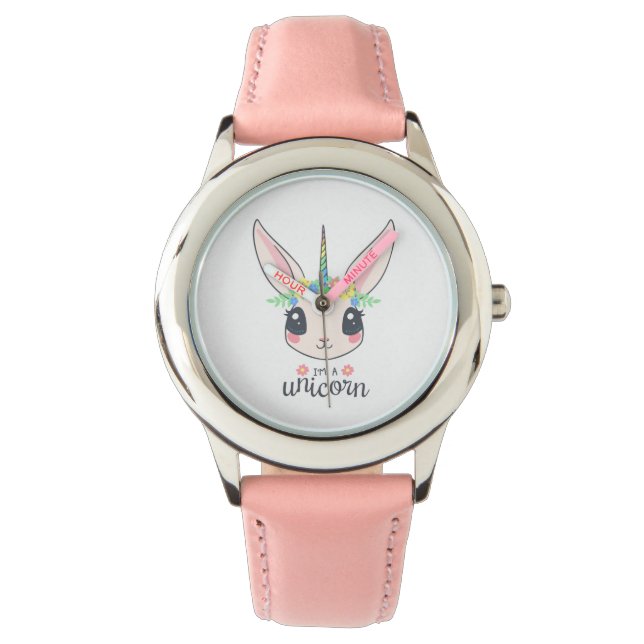 Ich bin ein Unicorn Bunny (Niedliche Kunst für Mäd Armbanduhr (Vorderseite)