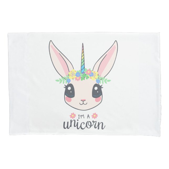 Ich bin ein Unicorn Bunny (Niedliche Kunst für Mäd Kissenbezug (Vorderseite-Links)