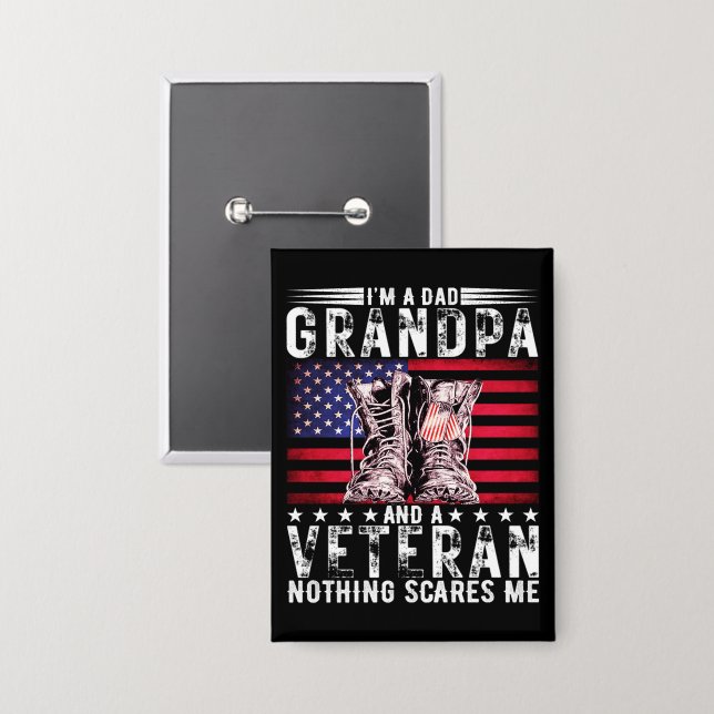Ich bin ein Vater Opa Veteran Funny Veteran Rente Button (Vorderseite/Rückseite)