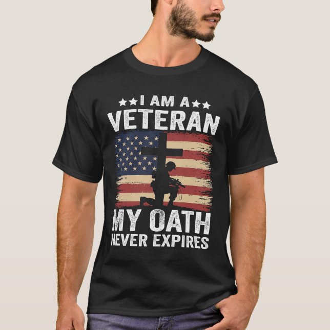 Ich bin ein Veteran Mein Tod verlässt nie Veterane T-Shirt (Vorderseite)