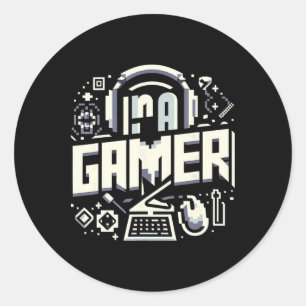 Ich bin ein Vintage-Gamer-Zubehör Runder Aufkleber