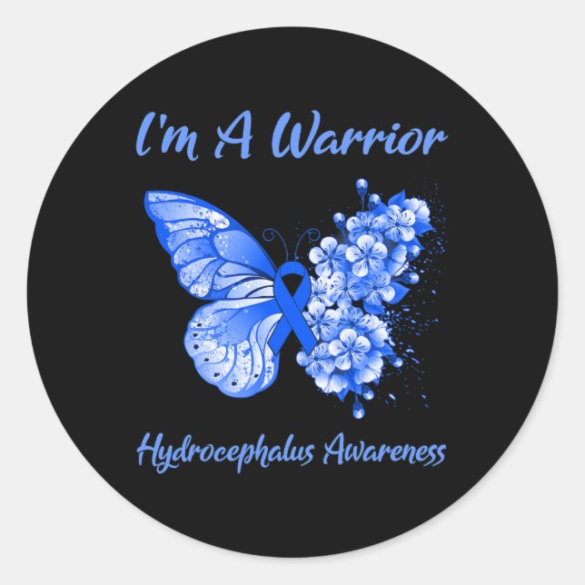 Ich bin ein Warrior-Hydrocephalus-Bewusstsein Runder Aufkleber (Vorderseite)