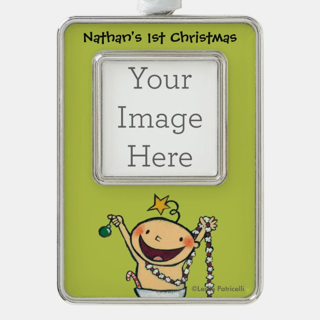 Ich bin ein Weihnachtsbaum! Rahmen-Ornament Silber (Vorderseite)