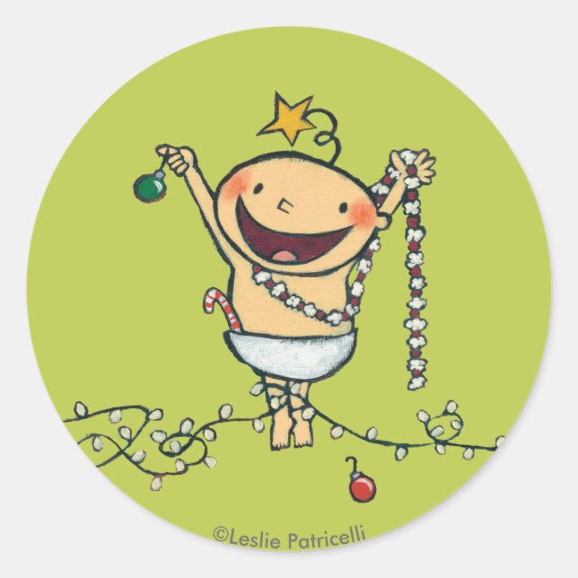 Ich bin ein Weihnachtsbaum! Runder Aufkleber (Vorderseite)